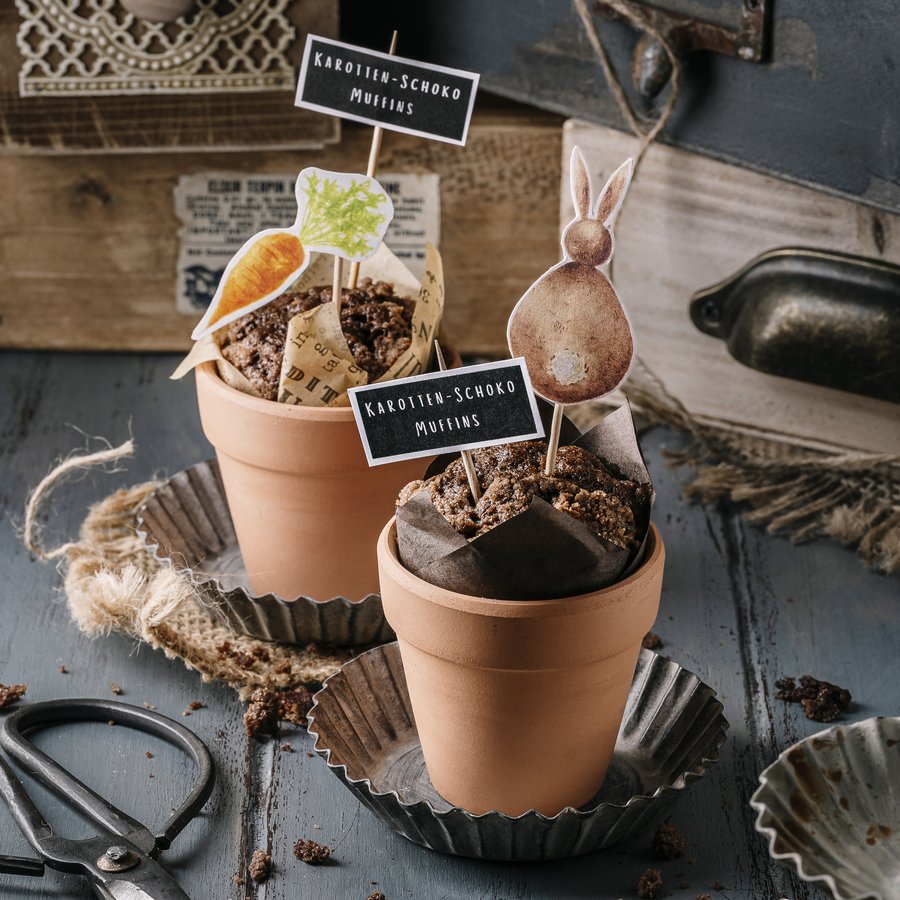 Celina Hruschka Rezept-Tipp: Schoko- Karotten- Muffins im Tontöpfchen